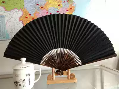 Rongchang hand-made silk folding fan full brown half brown bamboo play collection gift 8910 inch black and white painting
