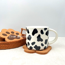 Ins small group milk grain mug high color value net red ceramic cup with lid spoon cute girl cup custom