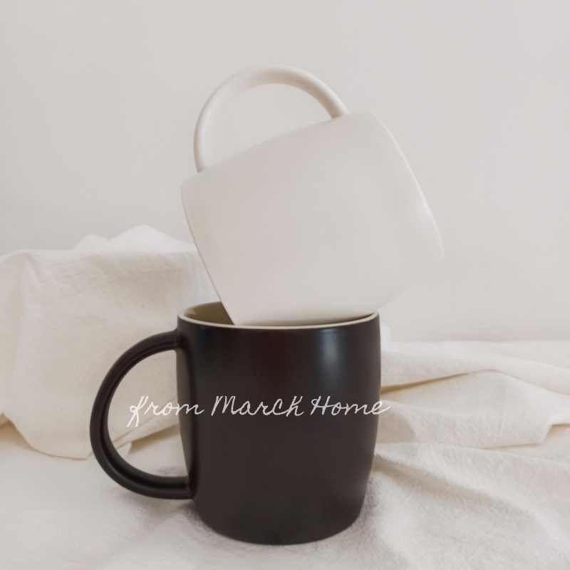 MarchHome network red wine barrel cup single cup ins large capacity black and white ceramic water cup lettering mug custom