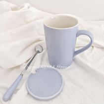 MarchHome macaroon Contrast Cup Girls Cute Mug ins High Color Value Cup with Cover Spoon