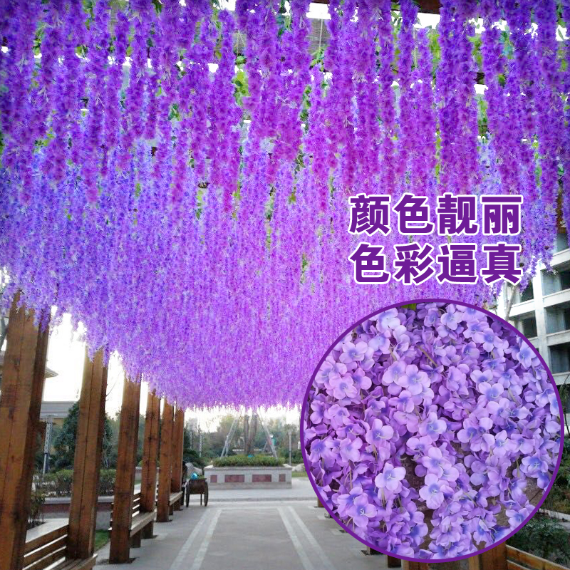 Wisteria Simulation Artificial Flower Decoration Ceiling Decoration Wedding Flower Vine Violet Wisteria Indoor Artificial Flowers