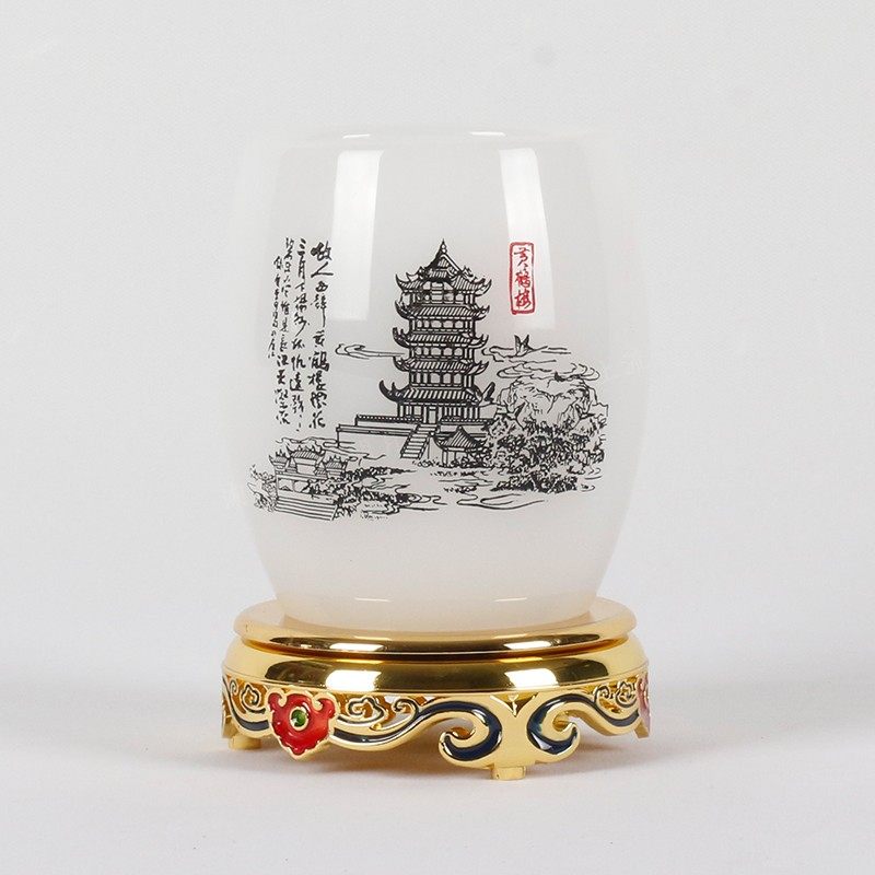 Hubei Local Specialty Gift Crafts Gifts Swing Accessories Yellow Crane Building Glazed Jade Pen Holder Swing Piece Practical desk swing piece gift