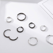 S925 Solid silver solid circle earrings female earbuckle male earbuckle earbuckle couple
