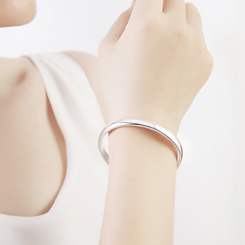 Silver Bracelet Female 999 Sterling Silver Bracelet Glossy Opening Loach Back Chaise Bracelet Handmade Custom Silver Bracelet for Mother