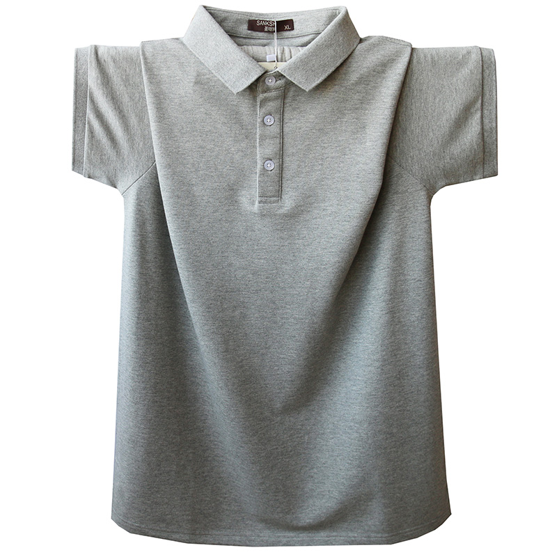 Mùa hè ve áo ngắn tay nam chạm đáy áo rộng size rộng rãi kinh doanh bình thường áo sơ mi POLO chất béo màu cotton ngắn áo sơ mi ao polo