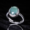 Natural a-grade jade egg ring for women, full of diamonds, light luxury and high-end ring, blue water jade pigeon egg ring