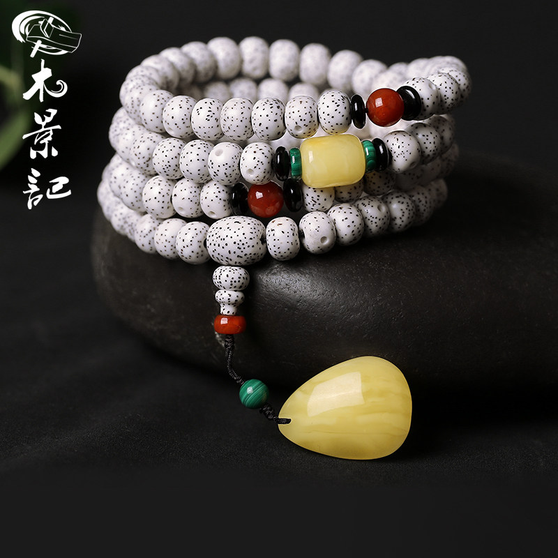 Light luxury original boutique Hainan Star Moon Bodhi son 108 Buddha beads Male hand string female bracelet necklace Beeswax accessories