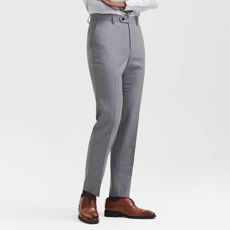 Spring and autumn high-end business slim straight wool trousers men's suit trousers long trousers 70% wool