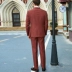 Shangdong Sheyuan Spring and Autumn British Business High-end Brick Red Slim Suit Men 3199/30 - Suit phù hợp