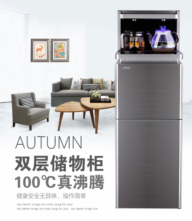 bộ lọc nước sinh hoạt Máy pha trà gia dụng và thương mại tự động làm lạnh băng nhiệt sử dụng kép làm lạnh bình nóng lạnh dọc với quầy bar với khay trà bộ lọc nước