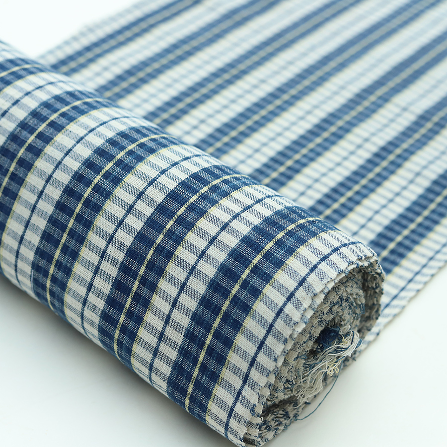 Water Home Workshop Handwoven Fabrics Color Weave Earth Cloth Blue Dyeing Grass Wood Dyeing Vegetal Dyeing Clothing Tea Mat DIY Plaid Fabric
