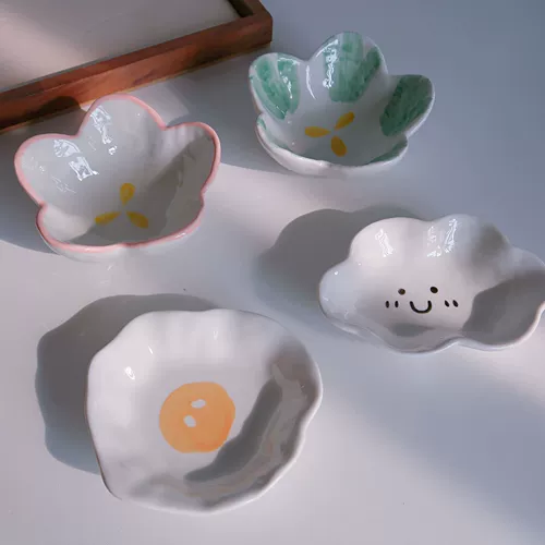 Holas японские INS Ceramic Dailware милые облака окунутые соус -тарелка горячее горшок приправы маленькое блюдо салат уксус диск салат уксус диск