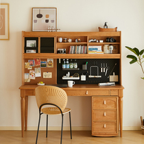 Maruko Story solid wood desk bookshelf one desk home Japanese writing desk cherry wood double computer desk
