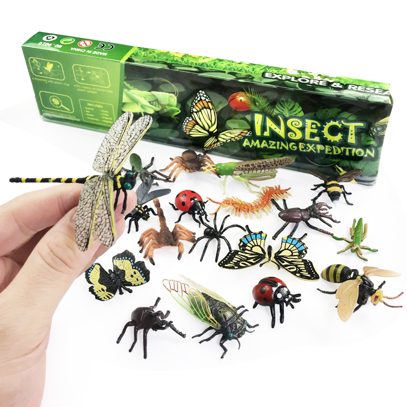 小型シミュレーション昆虫玩具モデルミニ蜂セミクモカブトムシカマキリサソリてんとう虫蝶トンボ