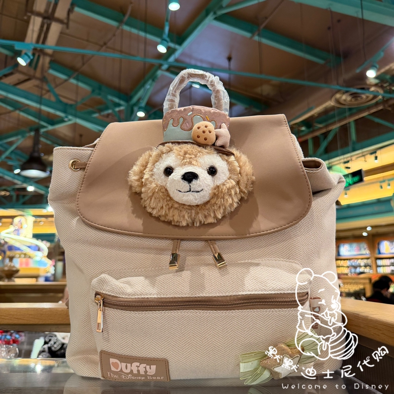 Shanghai Disneyland 2025 Fantasy Celebration Duffy Bear Cartoon Head-Shaped Backpack School Bag