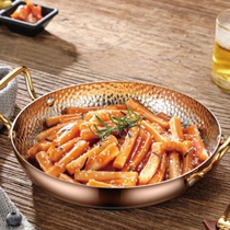Three-ply steel hammer-stamped Spanish seafood pan with round bottom and uncoated frying pan