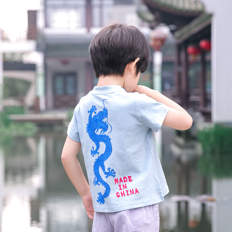 Chàng trai Trung Quốc uniformchildren Trung Quốc Gió Tang váy bé Trung Quốc được cải thiện chiếc váy mùa hè cổ điển quần áo trẻ em của quốc gia.