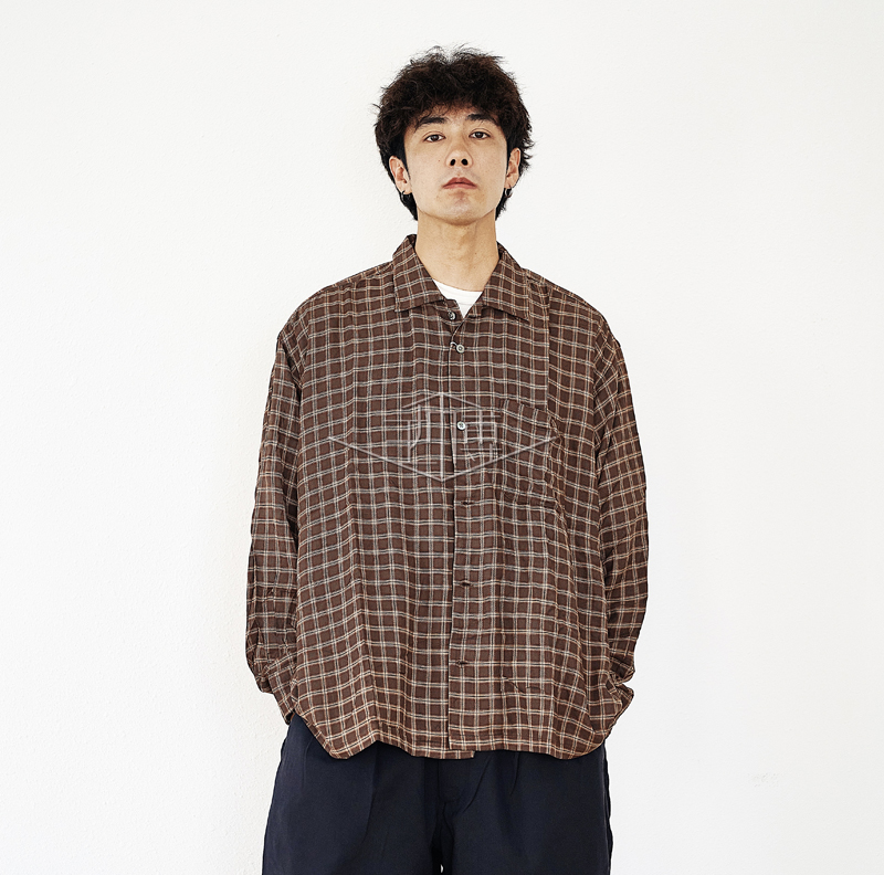 Spot BEAMS SSZ 18OMBRE SHIRTS two-colour long sleeve plaid lattice pocket shirt 20AW