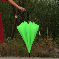 8 bone green umbrella Hook long pole umbrella Personality stage photography nightclub atmosphere prop umbrella Fluorescent green umbrella