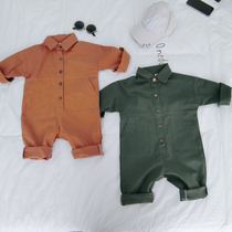 Boys  one-piece baby autumn tooling one-piece childrens 1-5 years old girls spring and autumn climbing clothes 2 foreign style romper