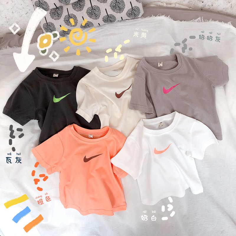 Children short sleeves 2020 Summer new children's clothing Baby hook T-shirts Inwind girl 100 hitch boy thin pure cotton T-shirt