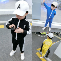  Boys  autumn suit Babys new trendy clothes pure cotton white striped sportswear 2 women 1-3 years old spring and autumn casual two-piece suit