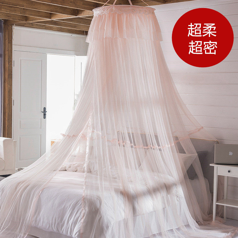 Ultra - soft ceiling mosquito net household 1 5 1 8 m bed encrypted thickening European princess wind landing without installation dome