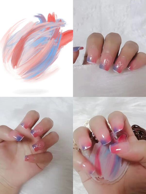 Xiao Zhan Light Dot Gradient Color Nail Patch Removable Manicure Finished Summer Wear Nail French White Edge Nail Patch Xiao Zhan Light Dot Gradient Color Nail Patch Removable Manicure Finished Summer Wear Nail French White Edge Nail Patch