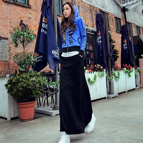 鱼余 Длинная сверхдлинная хлопковая весенняя летняя черная длинная юбка, высокая талия, А-силуэт