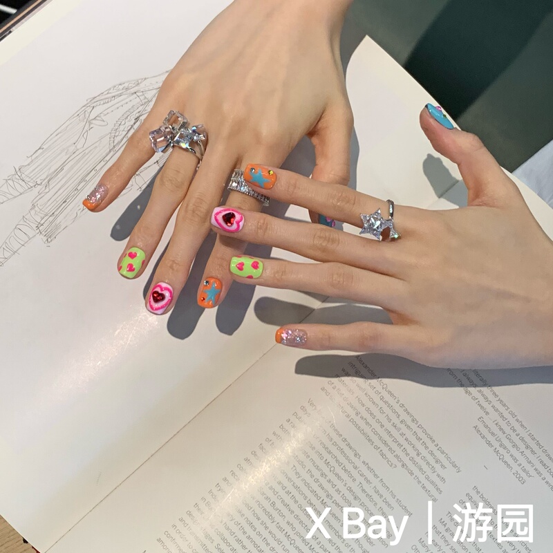 X Bay-Nail Garden Park丨Handmade Wearable Nails/Painted Summer Manicure Niche Versatile Short Nails X Bay-Nail Garden Park丨Handmade Wearable Nails/Painted Summer Manicure Niche Versatile Short Nails