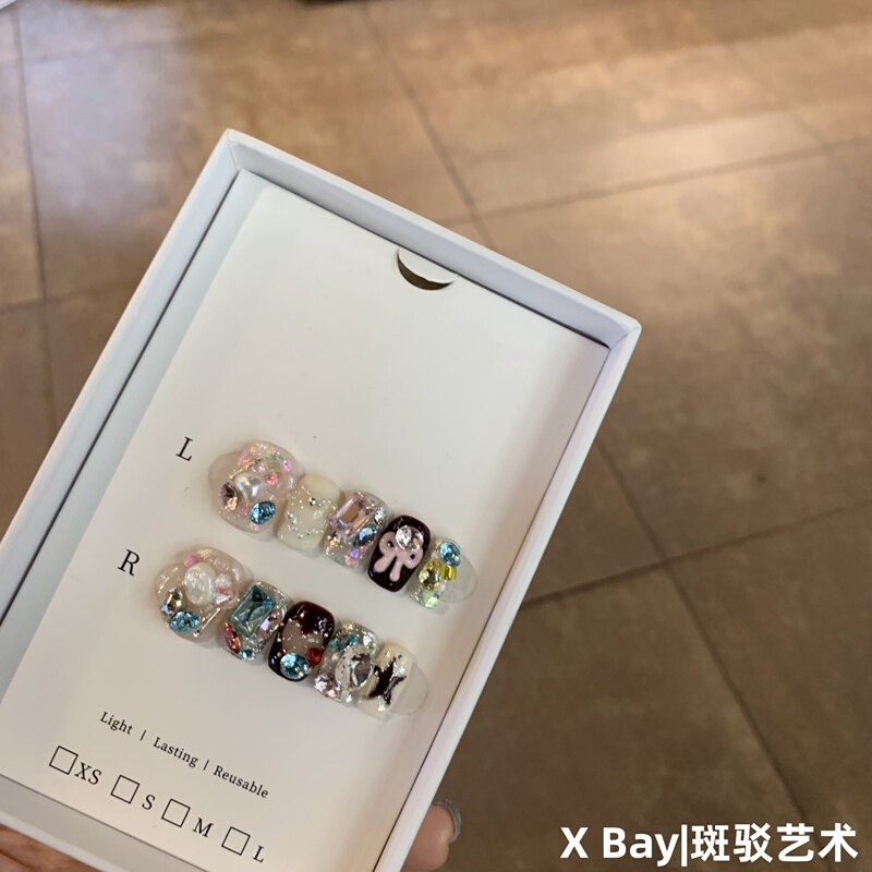 Mottled Art丨X Bay Design Store Style Handmade Wearable Nails High-End Design Fashion Full Diamond Nail Art