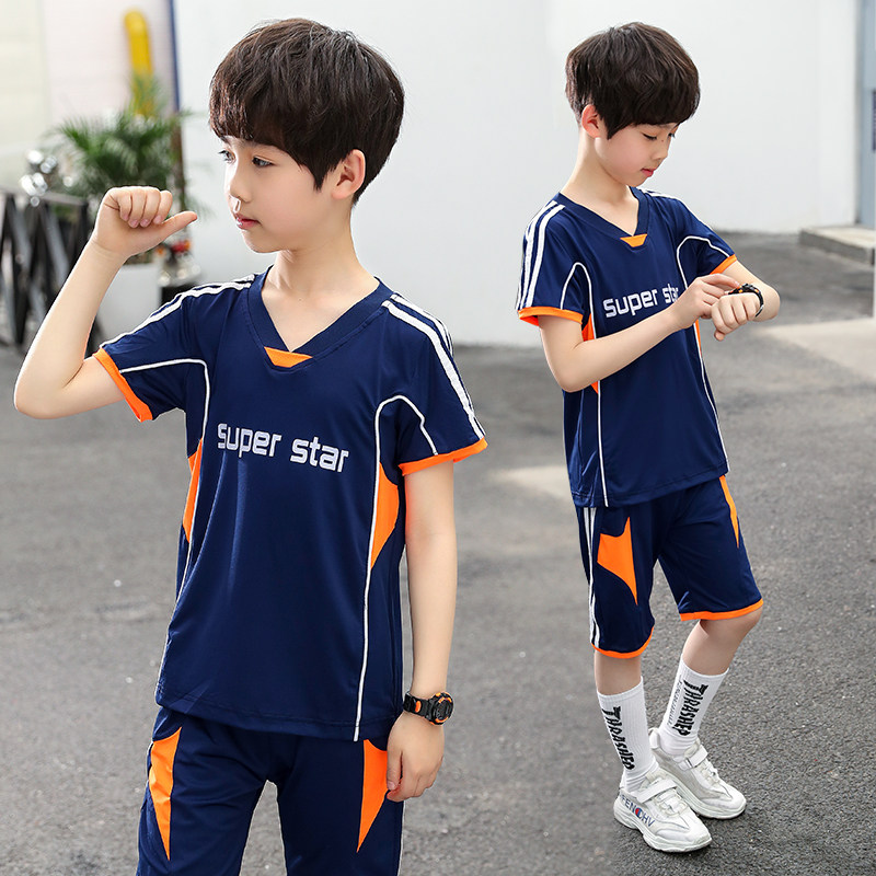 Boy Clothing Boy Summer Clothing Suit 2022 New Child Loose Movement Two Suits CUHK Child Speed Dry Breathable Clothes