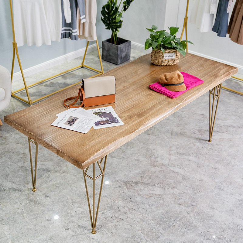 Nordic Clothing Store Solid Wood Display Table Display Table Show Shelf Bag shelf Landing Brief Solid Wood Middle Island Running Water Table