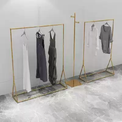 Wrought iron clothing rack Clothes rack Clothing store floor-to-ceiling display rack Gold hanger storage rack High-end clothing rack