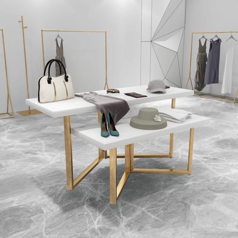 ins clothing store show shelves Nordic high-end running water table goods display table retro Nakajima shelving creative stand