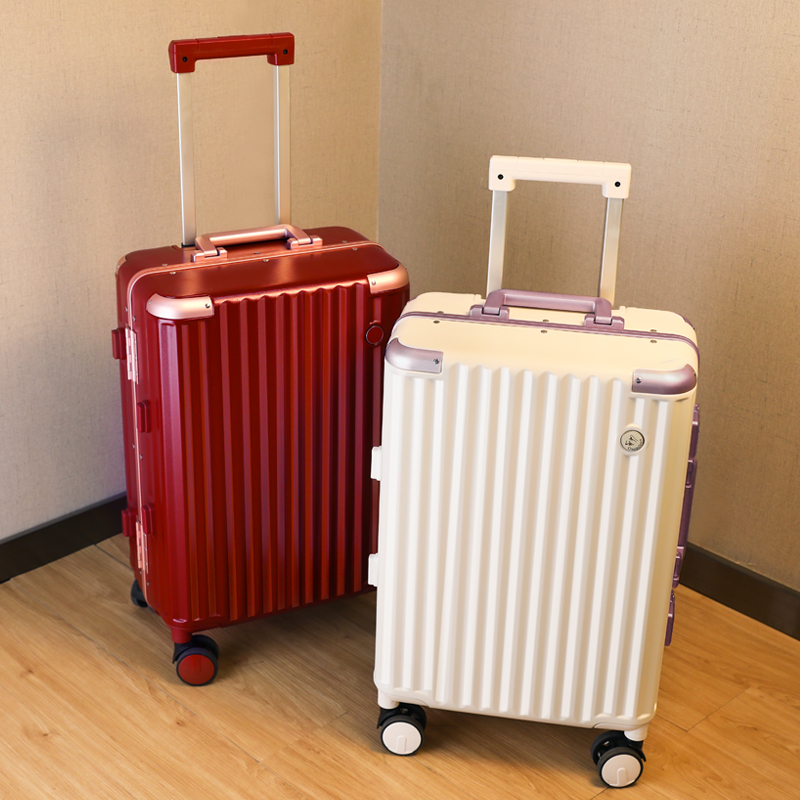 Wedding suitcase female small 2022 new aluminum frame red trolley case bride accompanying dowry password travel suitcase