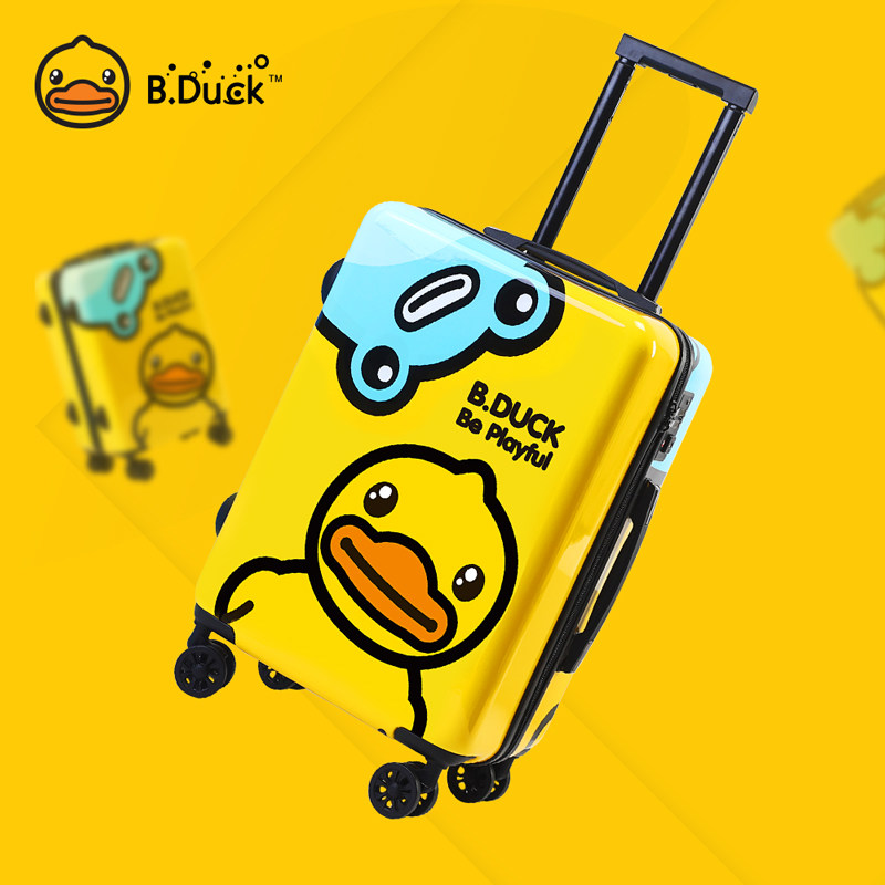 bduck suitcase woman 24 small yellow duck pull-lever case small 20-inch cute cartoon child suitcase bag male