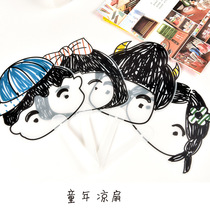 P91 plastic small fan Korean version of the summer cute cartoon fan cool fan Childrens hand fan cartoon cool fan