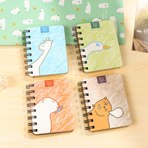 P31 Korean stationery student rollover coil notebook portable notepad Cartoon animal small book