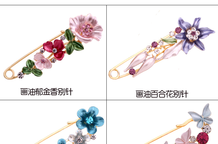 Scarf buckle pin trâm bức tranh gốc dầu tulip lớn trâm nữ cổ áo kim coat cardigan với phụ kiện Hàn Quốc