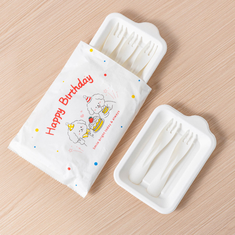 Cake Tableware Plates and Forks Disposable Paper Plates Birthday Cake Cutlery Set Food Grade Thickened Sweet Cake Tableware Plates and Forks Disposable Paper Plates Birthday Cake Cutlery Set Food Grade Thickened Sweet