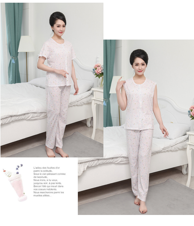 Cotton đơn hoa cardigan áo dài tay cotton nút áo quần nhà đồ ngủ phần mỏng quần áo mùa thu mở quần áo pijama nữ