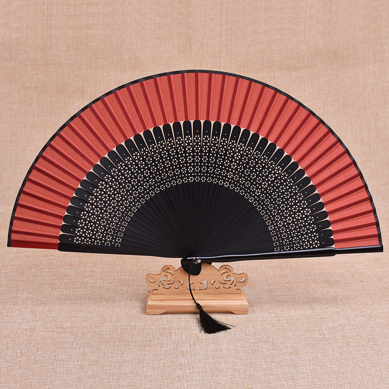 Big red gift fan Chinese style women's ancient style classical Han costume photography dance cheongsam craft hand spray painting
