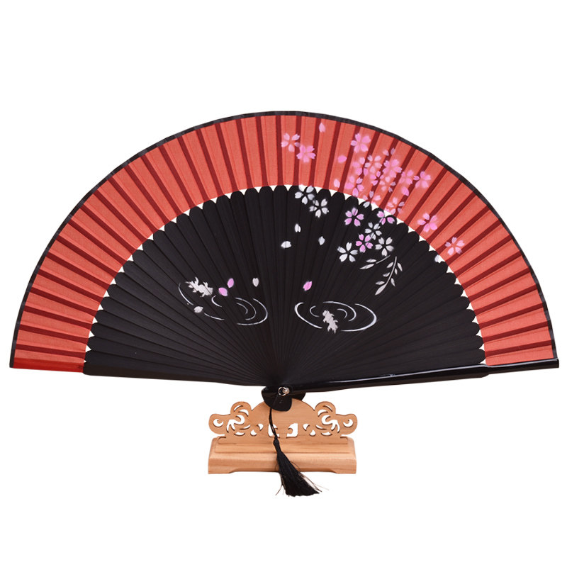 Big red gift fan Chinese style women's ancient style classical Han costume photography dance cheongsam craft hand spray painting
