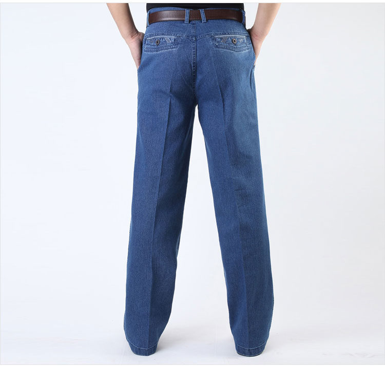 Mùa xuân và mùa thu mẫu quần jean nam trung niên cao eo rộng và trung tuổi shop quần jean nam