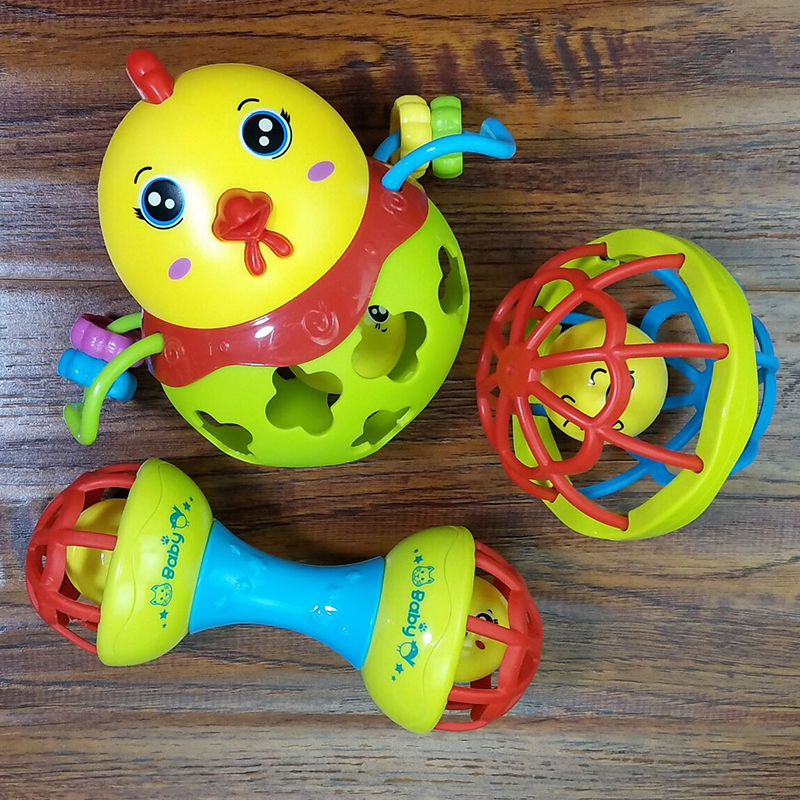 Baby hand grabbing Bell Ball soft glue toy set 3-6-12 months baby learning to climb puzzle fitness ball hand rattle