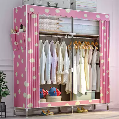 Simple cloth wardrobe fabric steel pipe thick reinforcement wardrobe simple modern economy assembly wardrobe storage cabinet