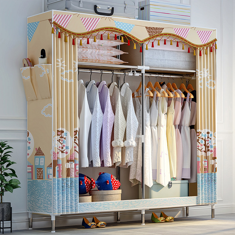Simple cloth wardrobe cloth art steel tube plus coarse reinforcement wardrobe simple modern economical type assembly closet storage cabinet