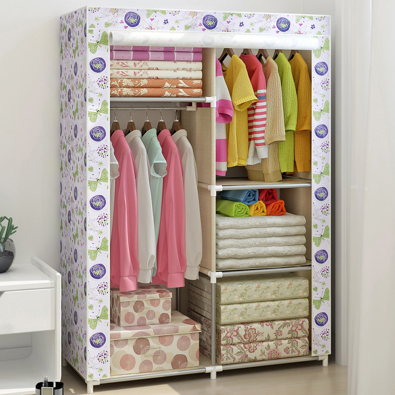 Solno small single cloth cabinet reinforced steel pipe simple wardrobe combination wardrobe Dust-proof and moisture-proof storage cabinet