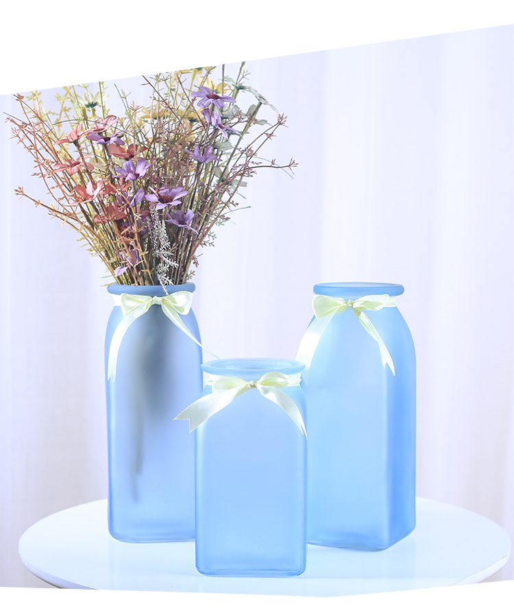 Bình thủy tinh sáng tạo châu Âu vuông màu mờ thủy canh cây bình hoa khô chèn bình trang trí phòng khách - Trang trí nội thất đồ dcor phòng ngủ